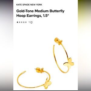 Kate Spade Earrings gold Butterfly 🦋 Hoops with post